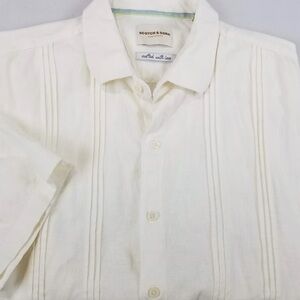 Scotch & Soda Linen Guayabera Shirt Men’s XXL Cream Short Sleeve Button Front